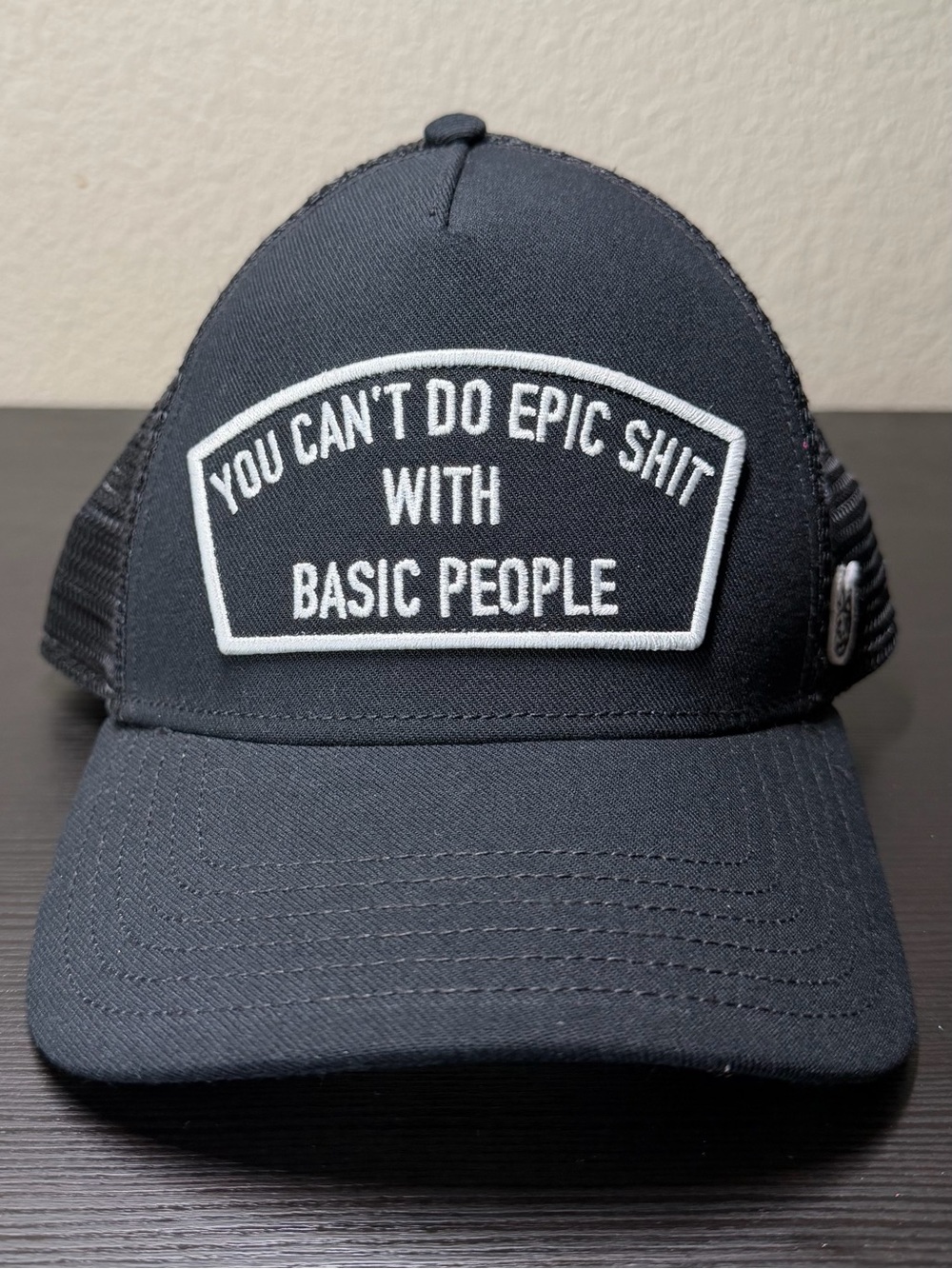 Black Trucker Cap with White Patch – 'You Can't Do Epic Shit'